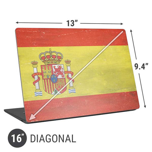 Spain Flag Distressed Universal Laptop 16in (13 x 9.4in) Skin